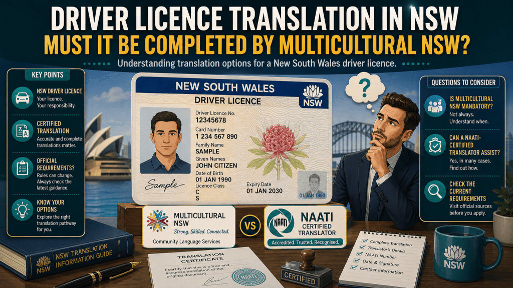 Driver Licence Translation in NSW:  Must it be completed by Multicultural NSW or the Department of Home&nbsp;Affairs?